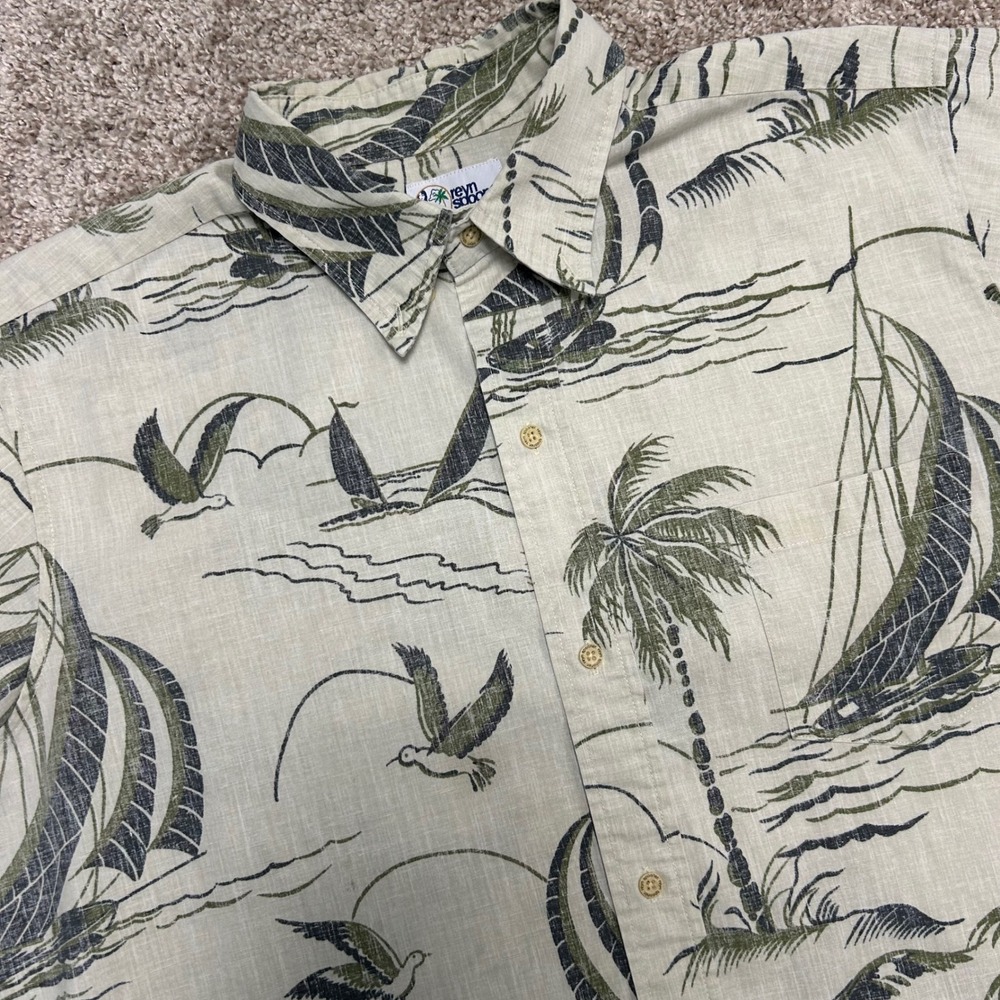 reyn spooner Beige Tropical Print Short Sleeve Button-Down Shirt